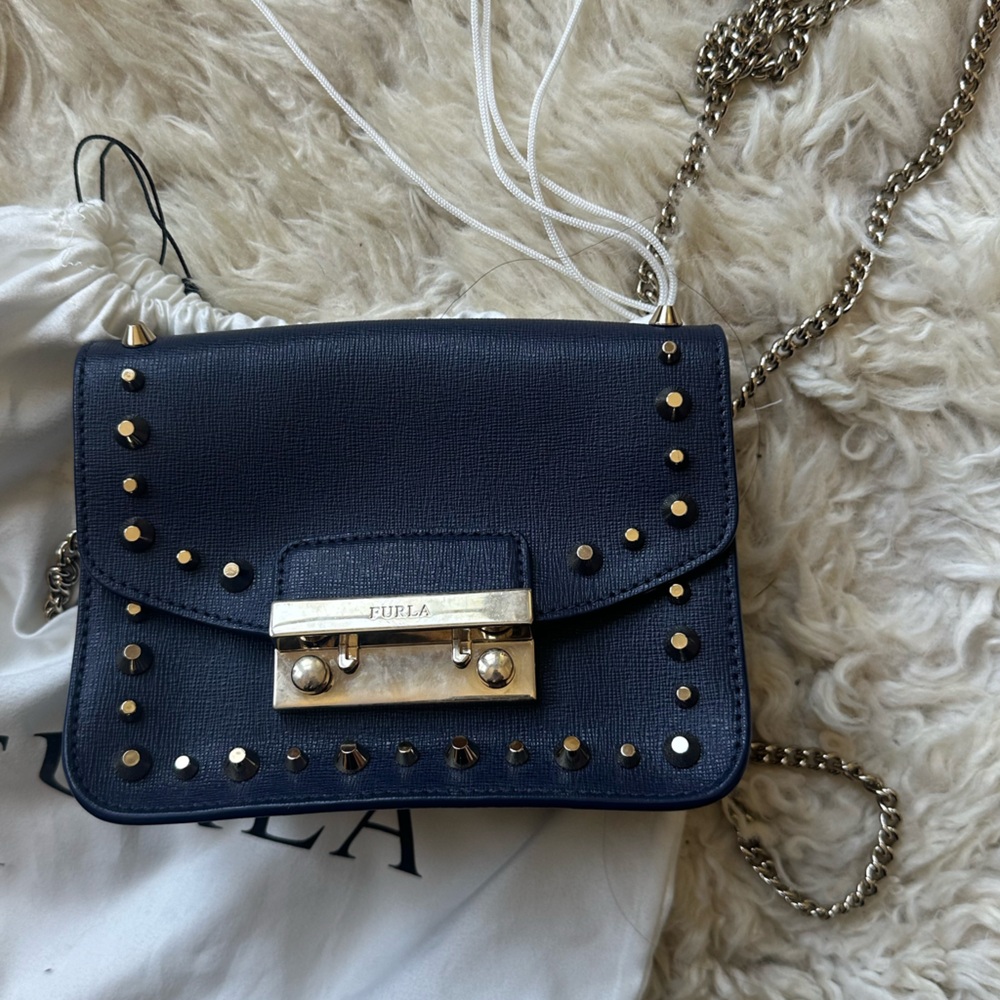 Furla Julia studded bag in navy